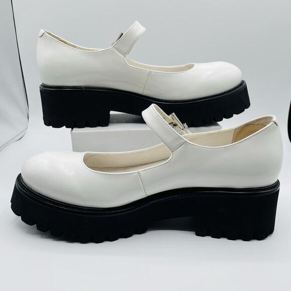 Jeffrey Campbell Cozza Mary Jane Platform Flat Womens 9 White Patent Leather Y2K - Picture 3 of 13